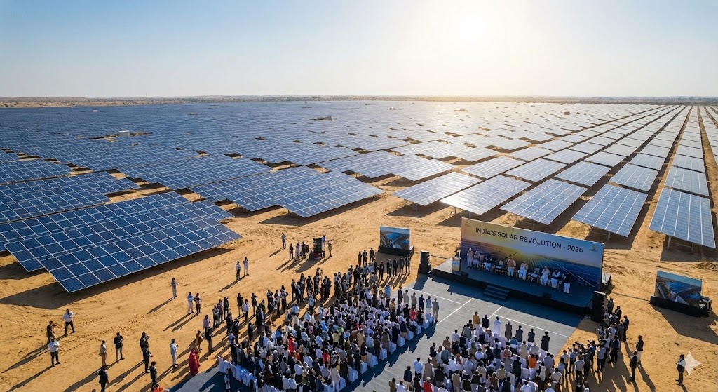 মরুরাজ্যে নতুন সূর্যোদয়: ভারতের হাত ধরে বিশ্ব দেখল আগামীর শক্তি, রাজস্থানে উদ্বোধন হলো বিশ্বের বৃহত্তম ‘সূর্য শক্তি প্রকল্প’