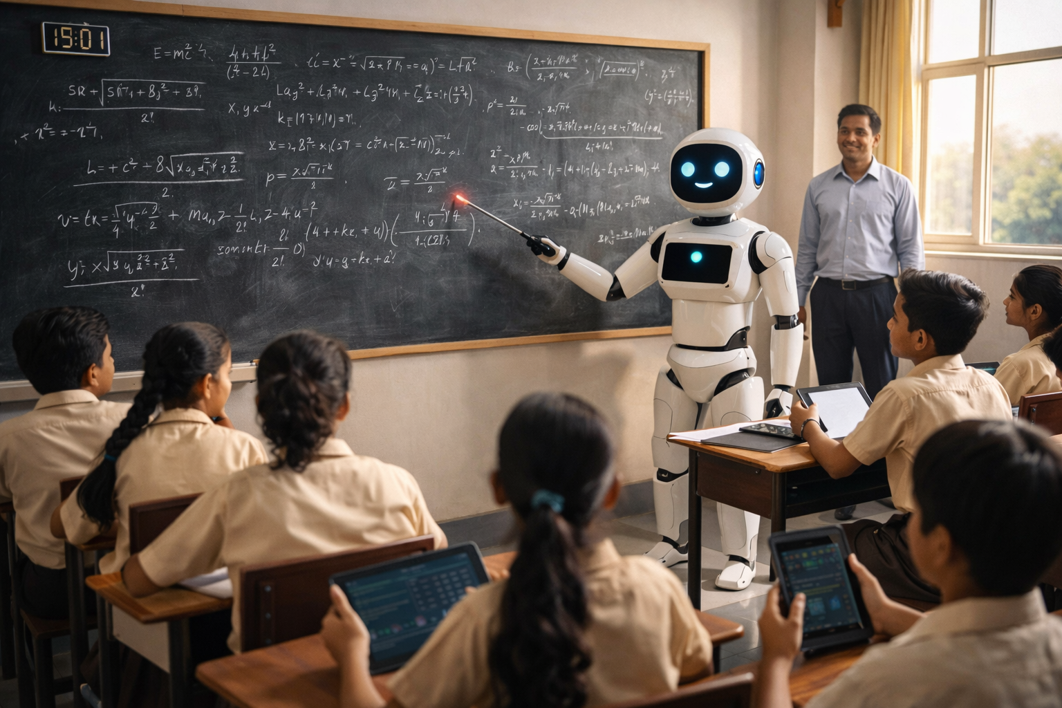 সিবিএসই র ঐতিহাসিক সিদ্ধান্ত এবার স্কুলে অঙ্ক ও বিজ্ঞান শেখাবে এআই রোবট শিক্ষক এবং শিক্ষাব্যবস্থায় নতুন দিগন্ত