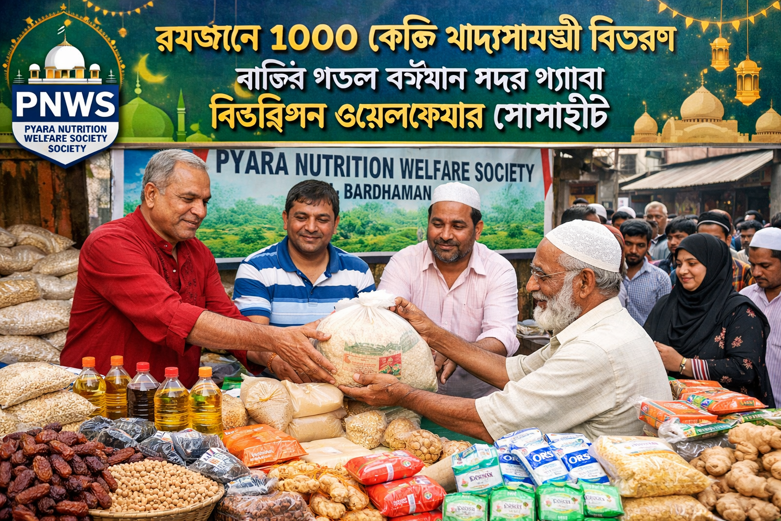 রমজানে ১০০০ কেজি খাদ্যসামগ্রী বিতরণ নজির গড়ল বর্ধমান সদর প্যায়ারা নিউট্রিশন ওয়েলফেয়ার সোসাইটি