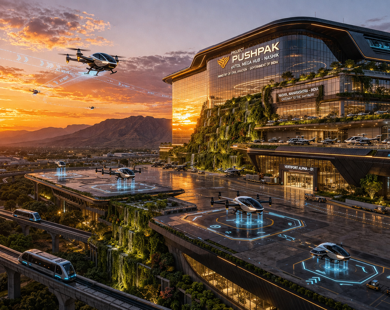 ভারতের মহারাষ্ট্রে উদ্বোধন হলো বিশ্বের প্রথম এআই চালিত উড়ন্ত গাড়ি বা ইভিটিওএল মেগা হাব প্রজেক্ট পুষ্পক এবং নগর যাতায়াতে আকাশপথের নতুন যুগের সূচনা
