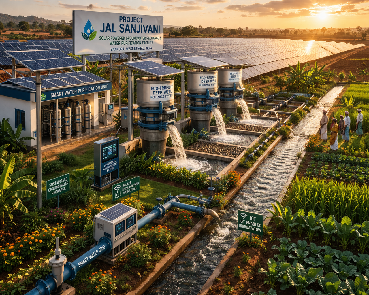 বাঁকুড়া ও পুরুলিয়ার জলকষ্ট চিরতরে মেটাতে উদ্বোধন হলো বিশ্বের বৃহত্তম সৌরচালিত ভূগর্ভস্থ জলস্তর বৃদ্ধি ও পরিশোধন মেগা প্রকল্প জলসঞ্জীবনী এবং রাঢ়বঙ্গে সবুজ বিপ্লবের নতুন যুগের সূচনা