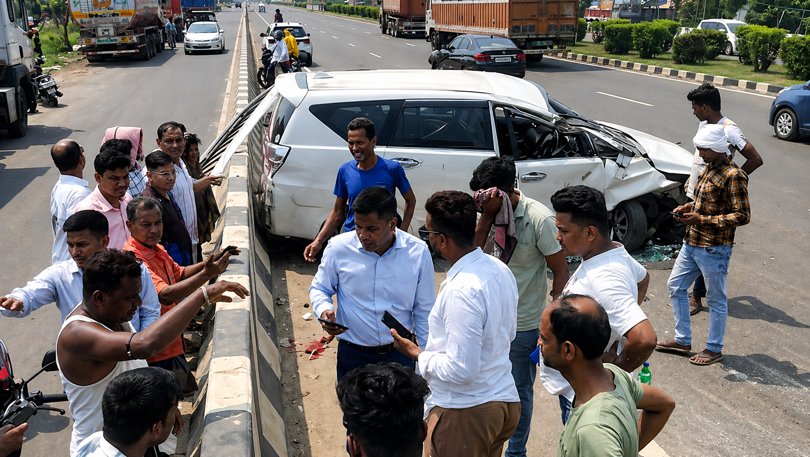 পূর্ব বর্ধমানে ১৯ নম্বর জাতীয় সড়কে বড় দুর্ঘটনা: আহত এক, প্রশাসনের সহযোগিতা