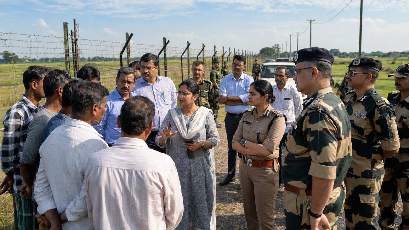 উত্তর চব্বিশ পরগনার ঘোজাডাঙ্গা সীমান্তে কাঁটাতারের বেড়া নির্মাণে প্রশাসনিক তৎপরতা জমি অধিগ্রহণ নিয়ে জেলাশাসক ও পুলিশ সুপারের ঐতিহাসিক বৈঠক
