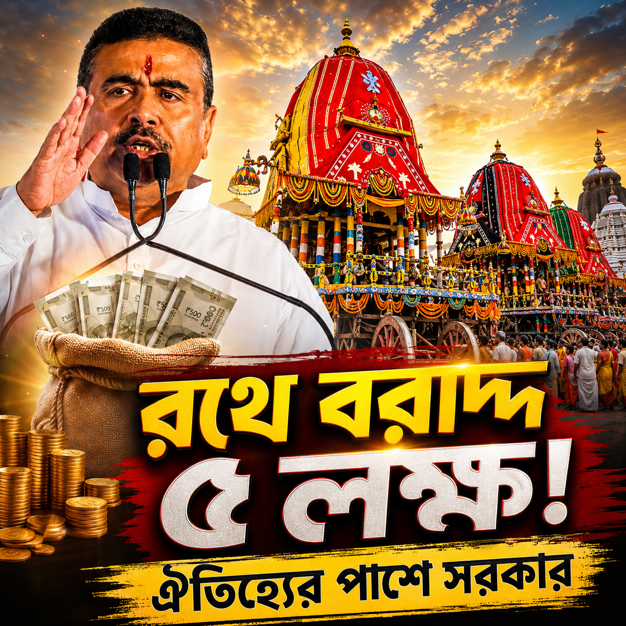 রথযাত্রায় সরকারি সহায়তা: ৬০টি কমিটিকে ৫ লক্ষ টাকা করে দেওয়ার ঘোষণা মুখ্যমন্ত্রীর