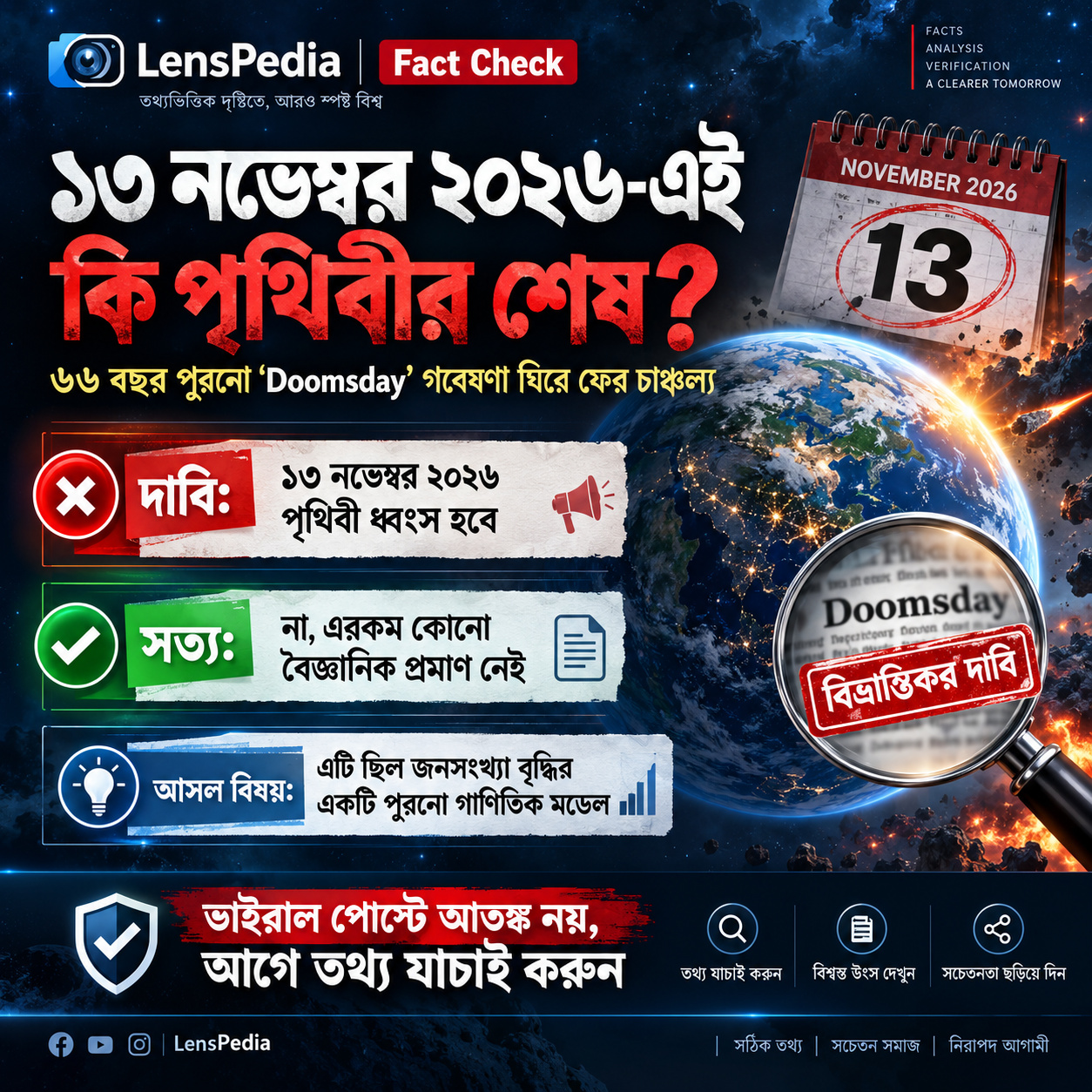 ১৩ নভেম্বর ২০২৬-এই কি শেষ হয়ে যাবে পৃথিবী? ৬৬ বছর পুরনো ‘Doomsday’ গবেষণা ঘিরে ফের চাঞ্চল্য