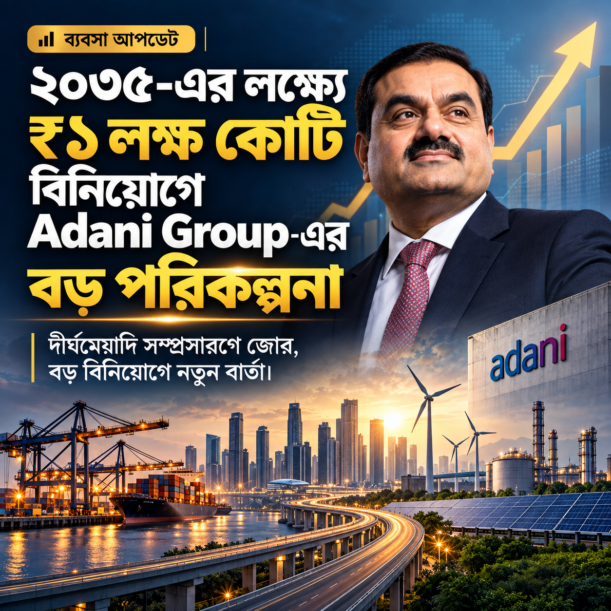 বাংলায় ₹১ লক্ষ কোটি বিনিয়োগ ২০৩৫-এর মধ্যে Adani Group-এর বড় পরিকল্পনা