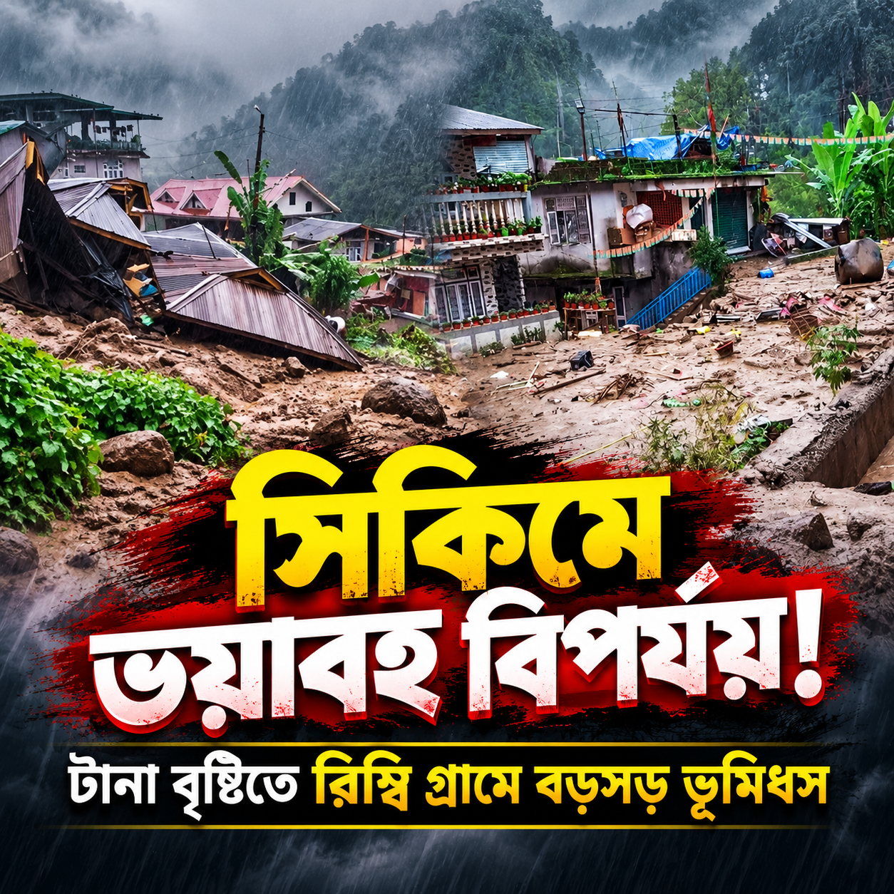 সিকিমে Weather Disaster লাগাতার বৃষ্টিতে রিম্বি গ্রামে বড়সড় ভূমিধস