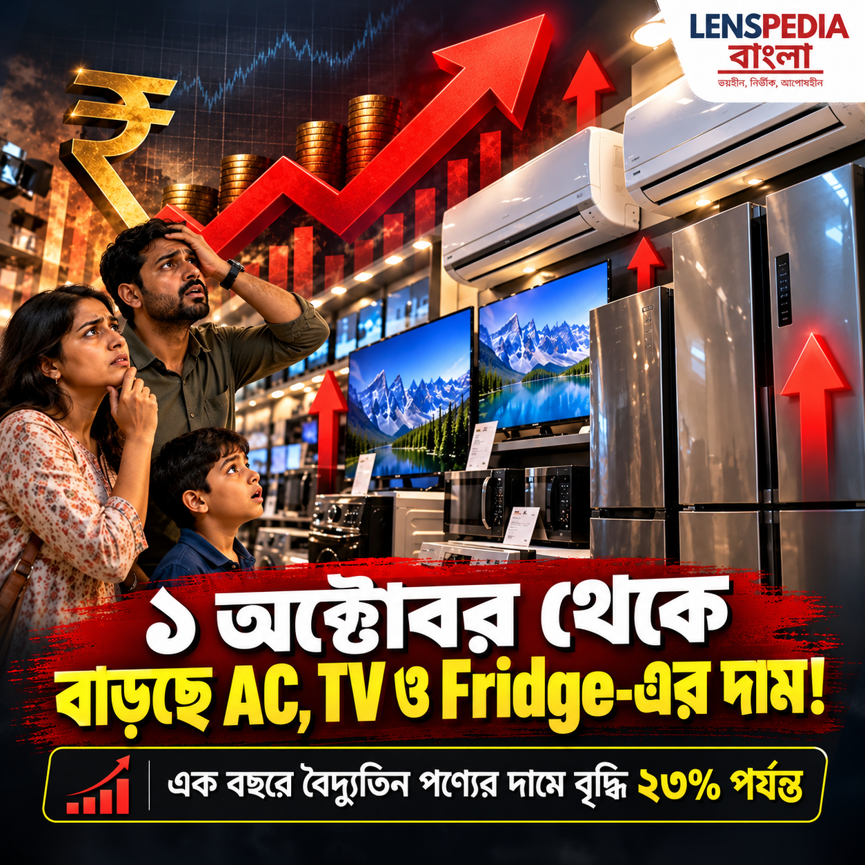 ১ অক্টোবর থেকে আরও দামি AC, TV, Fridge! এক বছরে ২৩% পর্যন্ত বাড়ল বৈদ্যুতিন পণ্যের দাম