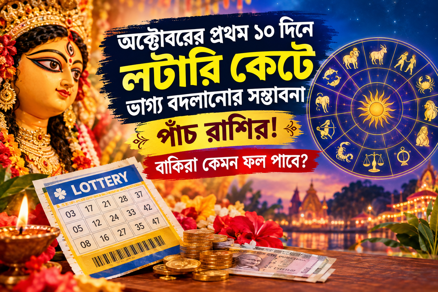 অক্টোবরের শুরুতেই ভাগ্যোদয়ের ইঙ্গিত! প্রথম ১০ দিনে লটারিতে ৫ রাশির চমক, বাকিদের কপালে কী?