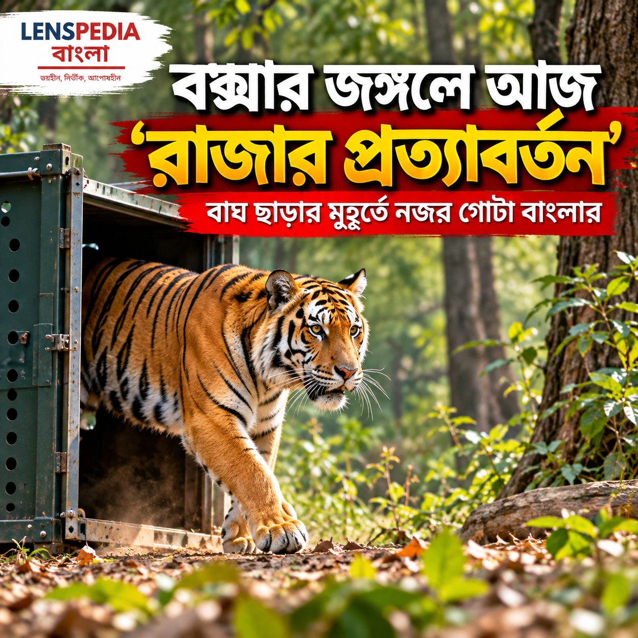 বক্সার জঙ্গলে আজ ‘রাজার প্রত্যাবর্তন’, জায়ান্ট স্ক্রিনে লাইভ দেখা যাবে বাঘ ছাড়ার মুহূর্ত