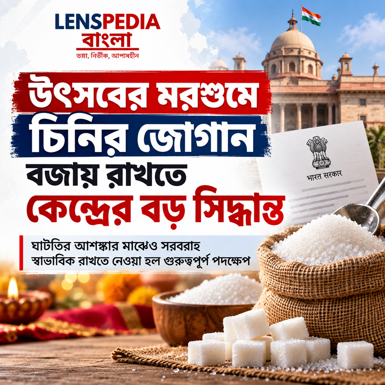 উৎসবের মরশুমে চিনির ঘাটতির আশঙ্কা! সরবরাহ ঠিক রাখতে বড় সিদ্ধান্ত কেন্দ্রের