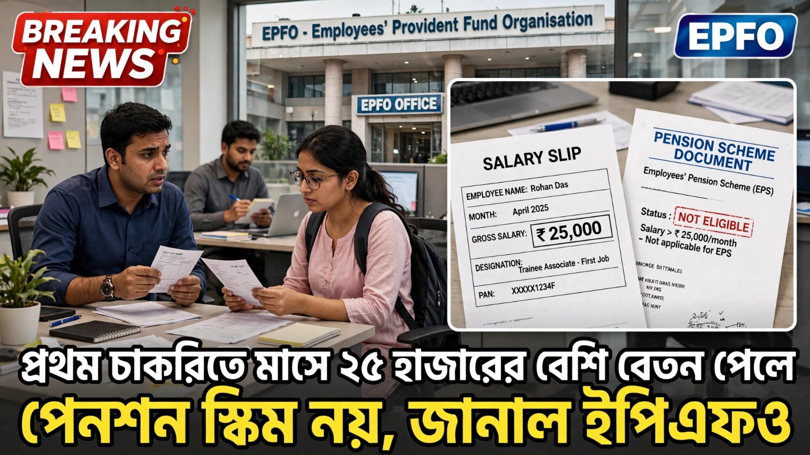 প্রথম চাকরিতে মাসে ২৫ হাজারের বেশি বেতন পেলে পেনশন স্কিম নয়, জানাল ইপিএফও