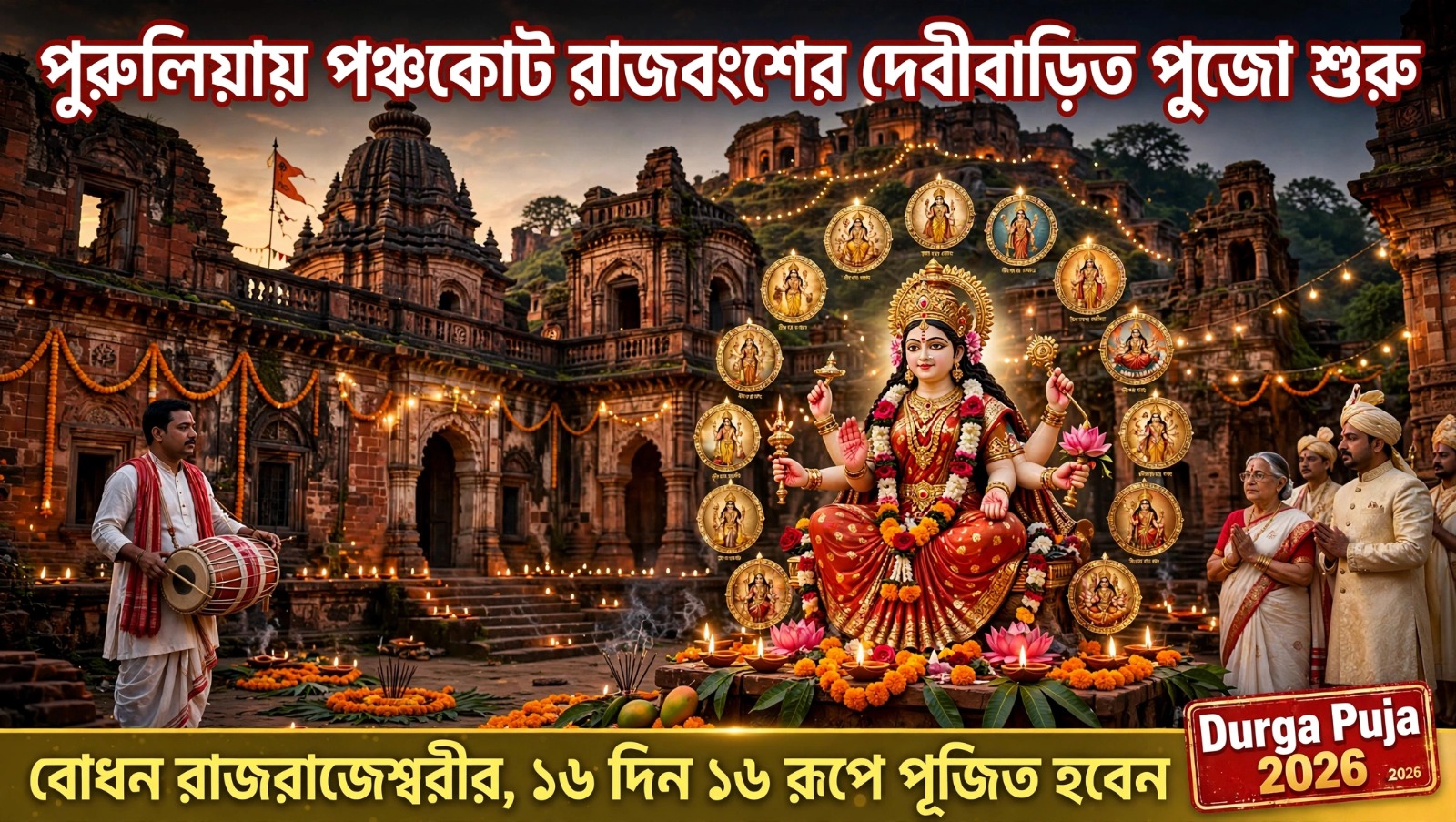 পুরুলিয়ার পঞ্চকোট রাজবংশে ষোড়শ কল্পের দুর্গাপুজো শুরু, ১৬ দিন রাজরাজেশ্বরী রূপে পূজিতা উমা