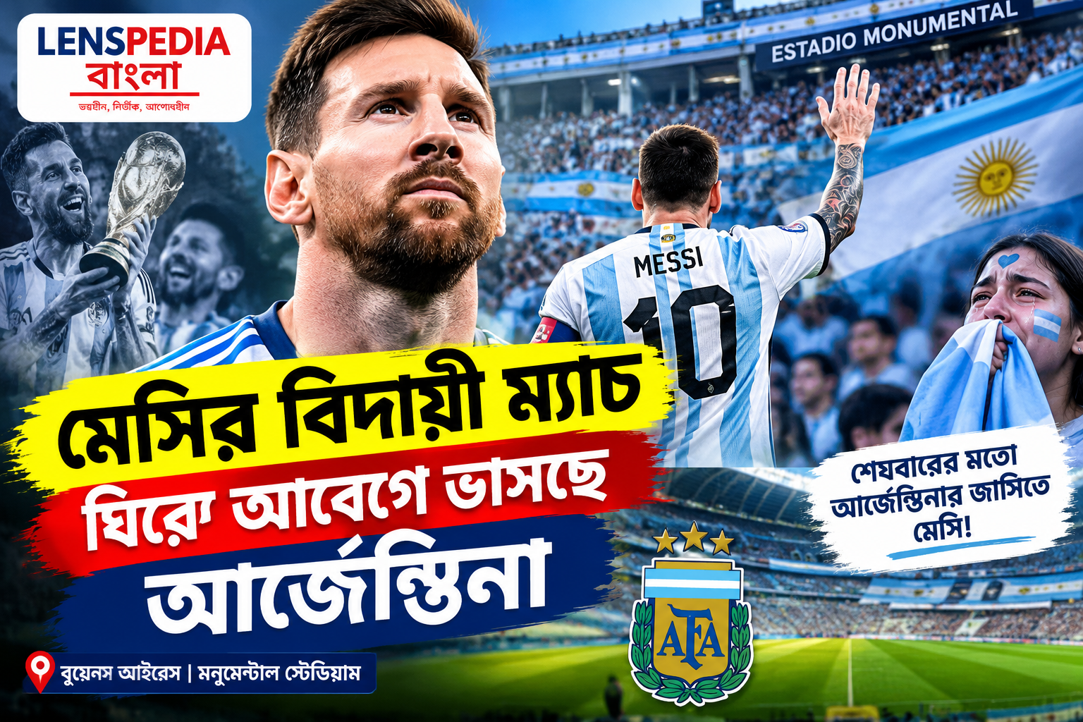 শেষবারের মতো আর্জেন্তিনার জার্সিতে মেসি, বিদায়ী ম্যাচ ঘিরে আবেগে ভাসছে দেশ; রাজকীয় সম্মানের প্রস্তুতি