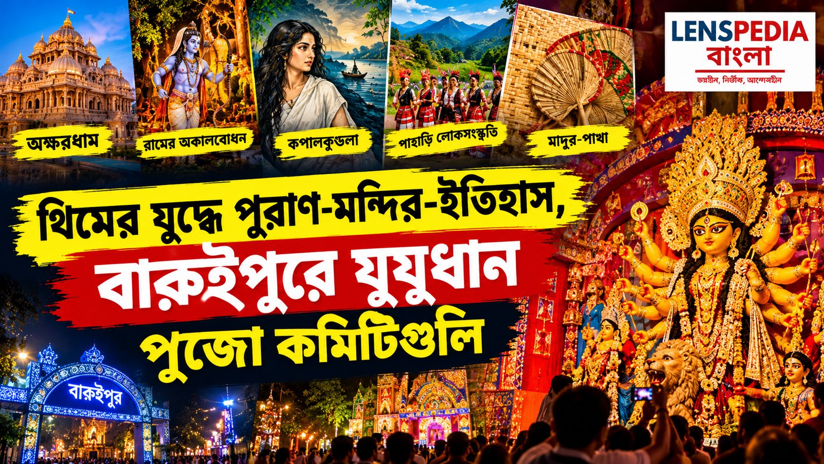 থিমের যুদ্ধে পুরাণ-মন্দির-ইতিহাস, বারুইপুরে একে অপরকে টেক্কা দিতে প্রস্তুত পুজো কমিটিগুলি