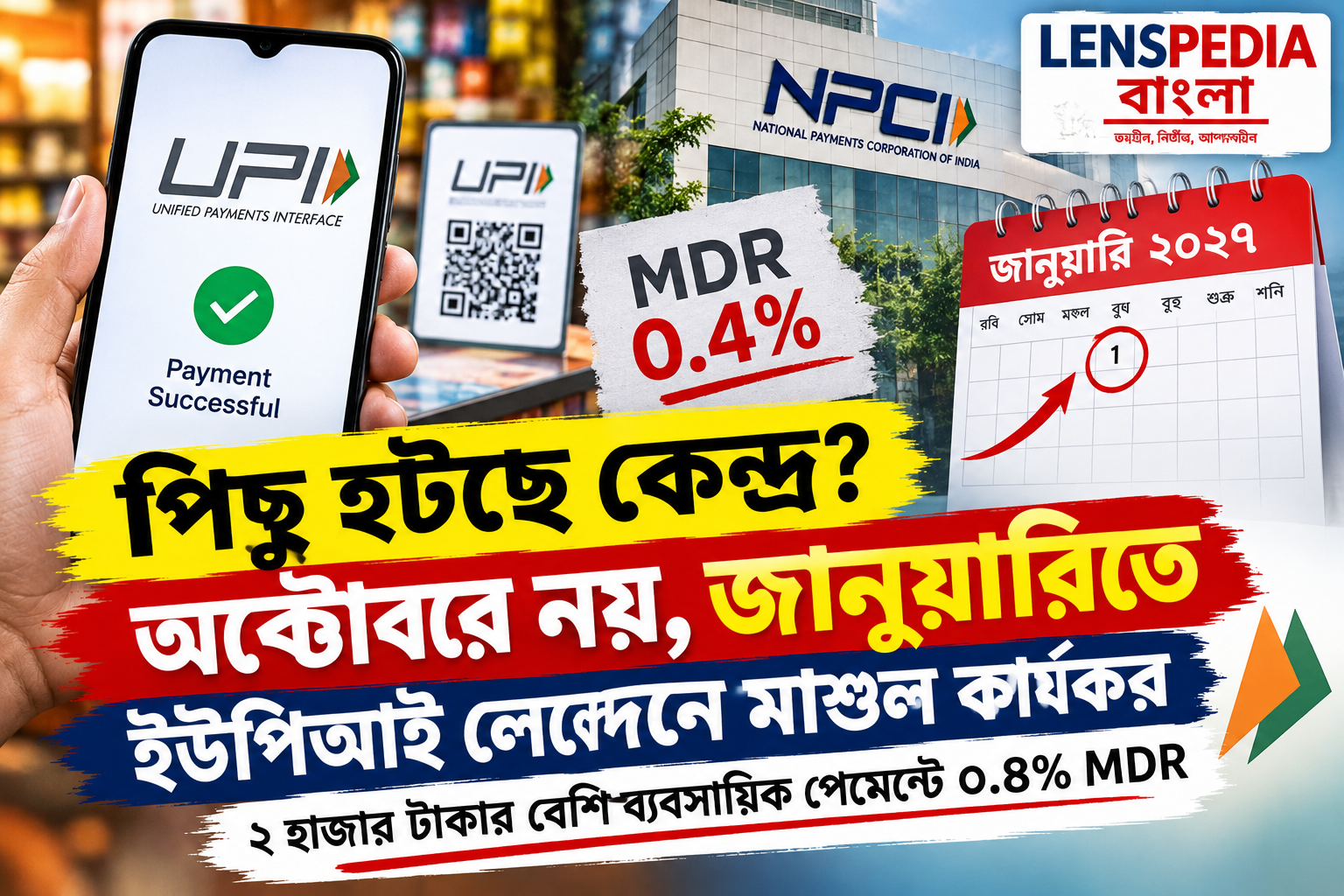 **অক্টোবরে নয়, জানুয়ারিতে ইউপিআই লেনদেনে মাশুল? ২ হাজার টাকার বেশি ব্যবসায়িক পেমেন্টে MDR নিয়ে জল্পনা**