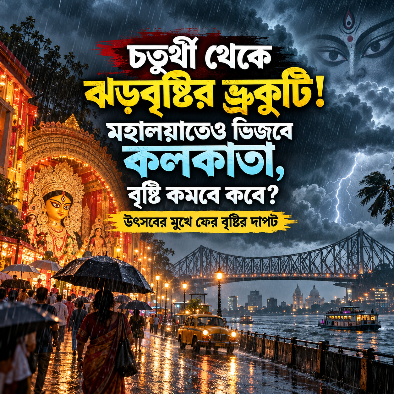 চতুর্থী থেকেই ঝড়বৃষ্টির ভ্রুকুটি! মহালয়াতেও ভিজবে কলকাতা, বৃষ্টি কমবে কবে?