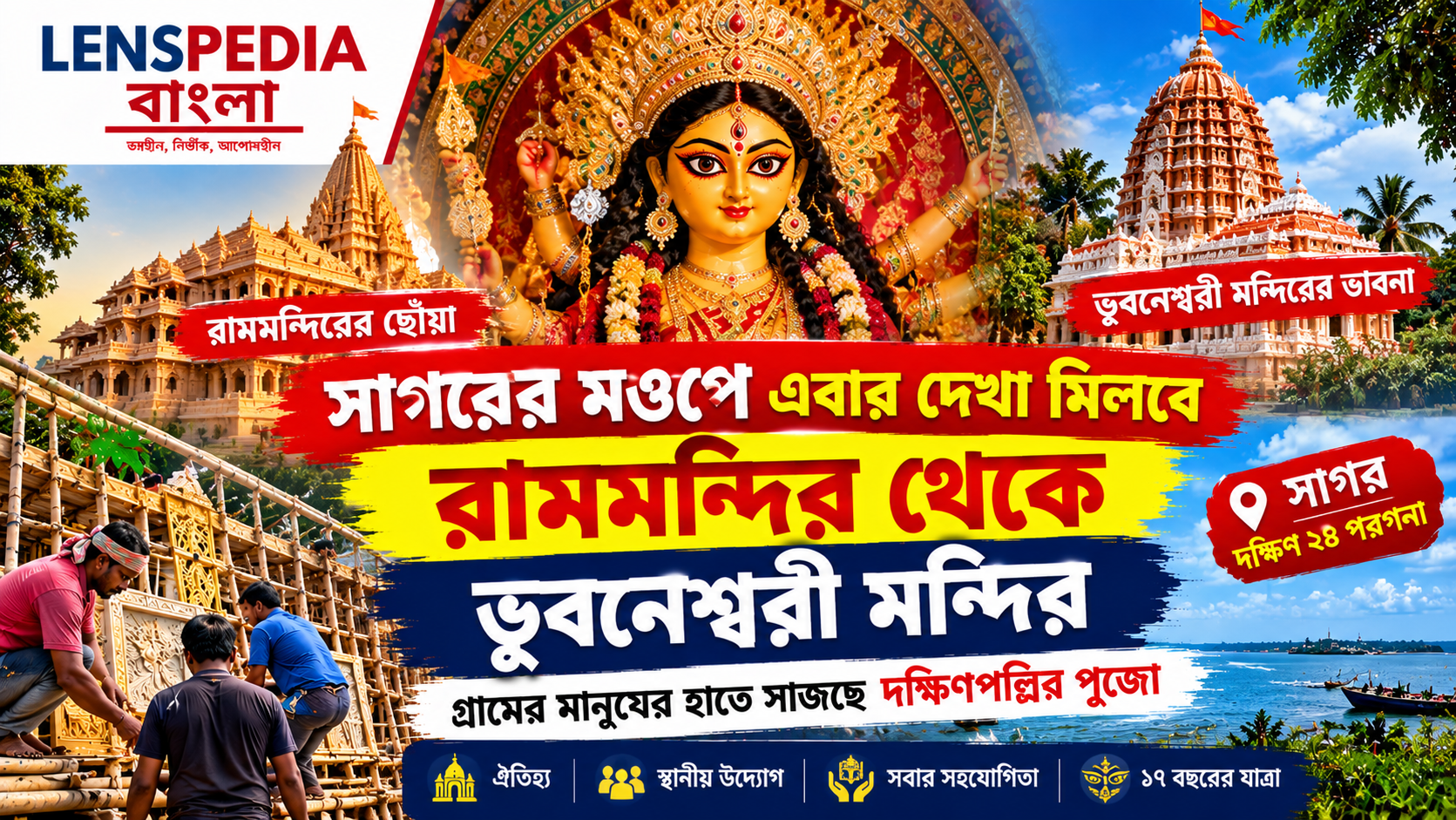 **সাগরের মণ্ডপে রামমন্দির থেকে ভুবনেশ্বরী মন্দির! গ্রামের মানুষের হাতে সাজছে মহেন্দ্রগঞ্জ দক্ষিণপল্লির দুর্গাপুজো**