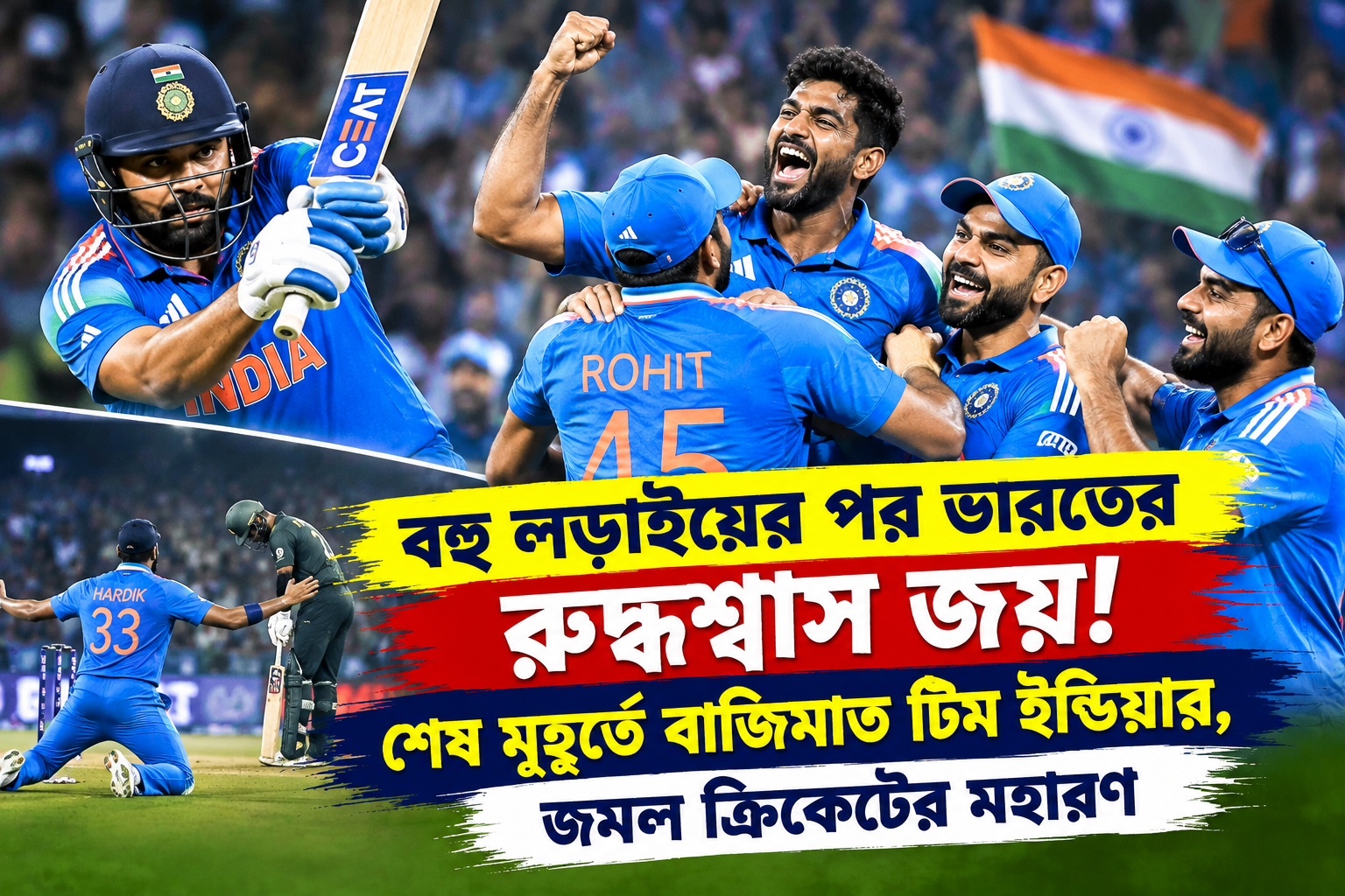 বহু লড়াইয়ের পর ভারতের রুদ্ধশ্বাস জয় শেষ মুহূর্তে বাজিমাত টিম ইন্ডিয়ার, জমল ক্রিকেটের মহারণ