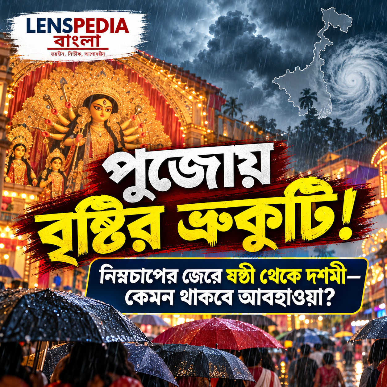 পুজোয় বৃষ্টির ভ্রুকুটি! নিম্নচাপের জেরে ষষ্ঠী থেকে দশমী কেমন থাকবে আবহাওয়া?