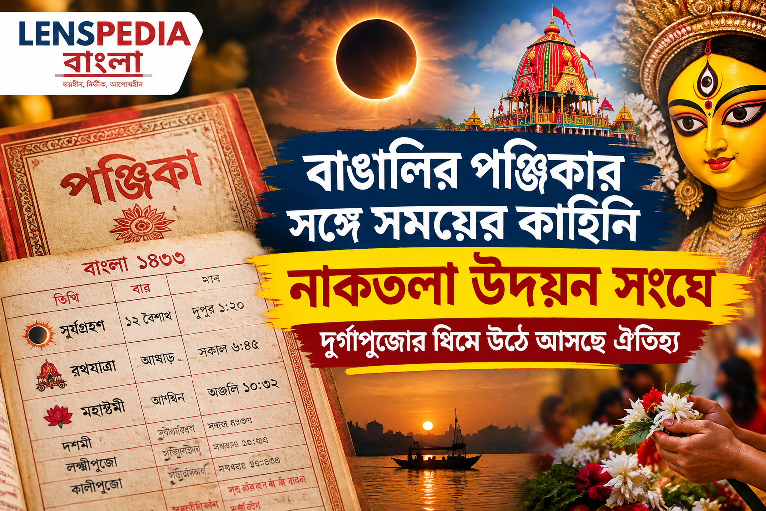 **বাঙালির পঞ্জিকার সঙ্গে সময়ের কাহিনি, নাকতলা উদয়ন সংঘের দুর্গাপুজোর থিমে ফুটে উঠছে বাঙালির ঐতিহ্য**