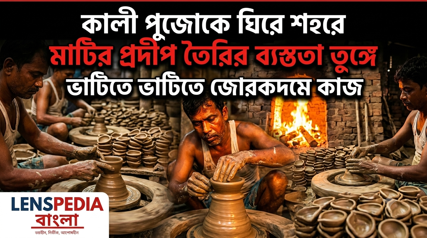কালীপুজোকে ঘিরে মাটির প্রদীপ তৈরিতে ব্যস্ত শহরের ভাটিগুলি, বাড়ছে কারিগরদের কর্মব্যস্ততা